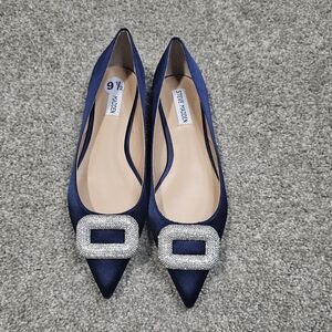 Steve Madden Navy Flats with Silver Buckle